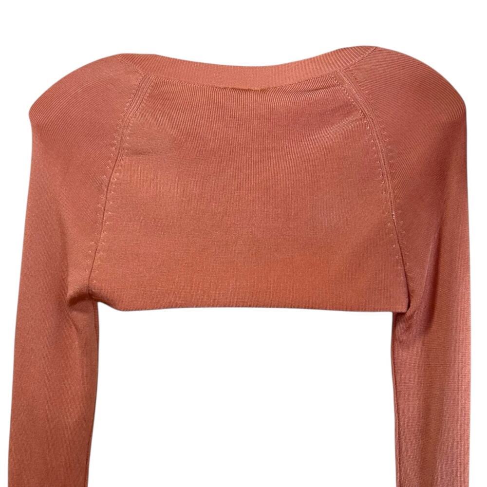 Cult Gaia NWT Women's 'Alice' Cropped Top Cardigan Knit Cantaloupe Orange Small - Picture 9 of 12